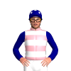 Light Pink, White Hoops, Navy Blue Sleeves And Cap, White Spots