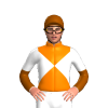 Orange And White Diabolo, Brown And White Diagonal Half Sleeves, Brown Cap