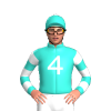 Turquoise, White Four Point Star With Letters, Hooped Sleeves And Pom Pom