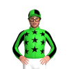 Lime Green, Black Stars, Diagonal Striped Sleeves, Quartered Cap