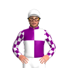 Purple, White Quarters, Checked Sleeves, White Cap