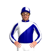 Deep Navy Blue, White Diagonal Half, Striped Sleeves, Quartered Cap