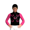 Black, Pink Horseshoes, Pink Sleeves, Black Cap, Pink Horseshoes