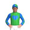 Green, Blue Heart And Sleeves, Green Hearts, Quartered Cap