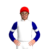 White, Navy Blue Sleeves, White Armband, Red Cap