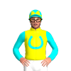 Fluoro Yellow, Aqua Blue Horseshoe, Sleeves And Cap With Three Fluoro Yellow Diamonds