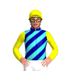 Dark Blue, Turquoise Diagonal Stripes, Yellow Sleeves And Cap