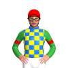 Blue And Yellow Checks, Green Sleeves, Red Armbands And Cap