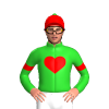 Lime Green, Red Heart, Hearts Armbands, Red Cap, Lime Green Hearts And Pom Pom