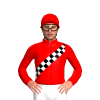 Red, Black And White Checked Sash, White Pom Pom