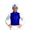 Navy Blue, JJJ Racing Logo, White Sleeves, Light Blue Armbands, Light Blue Cap, Navy Blue Star