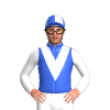 Royal Blue, White Vee And Sleeves, Quartered Cap