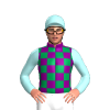 Purple, Emerald Green Checks, Pale Blue Sleeves And Cap