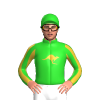 Lime Green, Gold Flying Kangaroo, Striped Sleeves