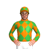 Orange, Green Diamonds, Diamonds On sleeves And Cap