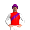 Red, Purple Sash, White Sleeves, Purple Cap