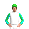 White, Lime Green and Aqua Vardy Thoroughbreds Logo, Striped Sleeves, Lime Green Cap