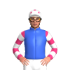 Royal Blue, Baby Pink And White Hooped Sleeves, White Cap, Baby Pink Spots