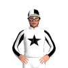 White, Black Star, Striped Sleeves, Quartered Cap