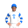 White, Blue Anchor, Blue Hooped Sleeves, Blue Cap With White Pom Pom