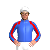 Royal Blue, Red Epaulettes, Red And Blue Striped Sleeves, White Cap