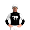 Black, Silver Horse Logo, Half White Sleeves And White Cap