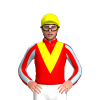 Red, Yellow Vee, Light Blue Striped Sleeves, Yellow Cap, Red Spot