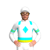 White, Aqua Diamond Band And Aqua Epaulettes, Aqua And Yellow Bands And Armbands, White Cap