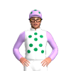 White, Emerald Green Spots, Mauve Sleeves And Cap, Emerald Green Spots