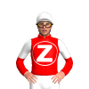 Red, White Circle With Z Inside, Halved Sleeves, Star Cap