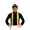 Black, Gold Braces And Band, Striped Cap