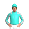 Turquoise, Silver Epaulettes, Diagonal Striped Sleeves And Pom Pom