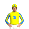 Yellow, Blue Knight, Yellow And Blue Striped Sleeves, Yellow Cap With Blue Star
