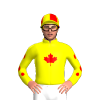 Yellow, Red Maple Leaf And Spots Sleeves, Quartered Cap