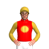 Red, Gold Sun, Sleeves And Cap