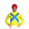 Yellow, Blue Crossed Sashes, Red Cap