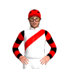 White, Red Sash, White, Red And Black Hooped Sleeves, White, Red And Black Spots Cap