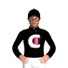 Black, Pink J And White C Logo, Black Cap, Pink Pom Pom