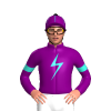 Purple, Turquoise Lightning Bolt, Armbands And Seams Cap, Black Pom Pom