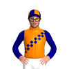 Orange, Navy Blue Checked Sash And Sleeves, Orange Lightning Bolts Sleeves, Quartered Cap