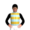 Light Blue, Gold Hoops, Black Sleeves And Cap