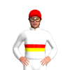 White, Red And Yellow Band, Red Cap