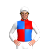 Red And Blue Quarters, White Sleeves And Cap