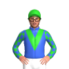 Royal Blue, Lime Green Vee, Checked Sleeves, Lime Green Cap