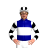 Navy Blue, White Band, White And Black Hooped Sleeves And Striped Cap