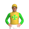 Gold, Lime Green Maltese Cross And Sleeves, Gold Cap