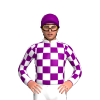 WHITE ,PURPLE CHECKS, CHECKS SLEEVES, WHITE CUFFS, Purple cap