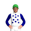 WHITE, NAVY SPOTS, SLEEVES, Green cap