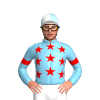 SKY BLUE, RED STARS, SKY BLUE SLEEVES, RED ARMBANDS, White and Light Blue quartered cap