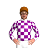 WHITE ,PURPLE CHECKS, CHECKS SLEEVES, WHITE CUFFS, Brown cap